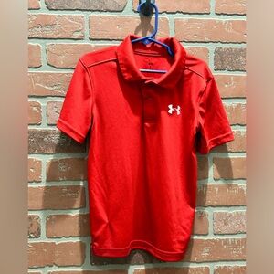 Under Armour boys red polo with white emblem/lettering size US 7